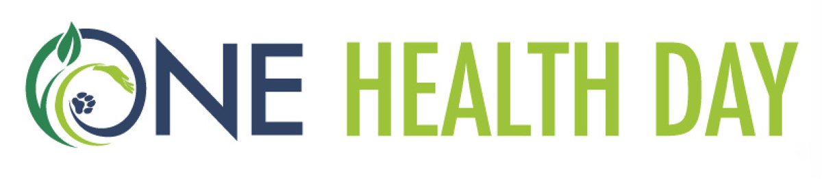 Colored text logo for One Health Day in navy blue and light yellow-green.