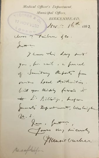 Letter from Francis Vacher to Peter Braidwood